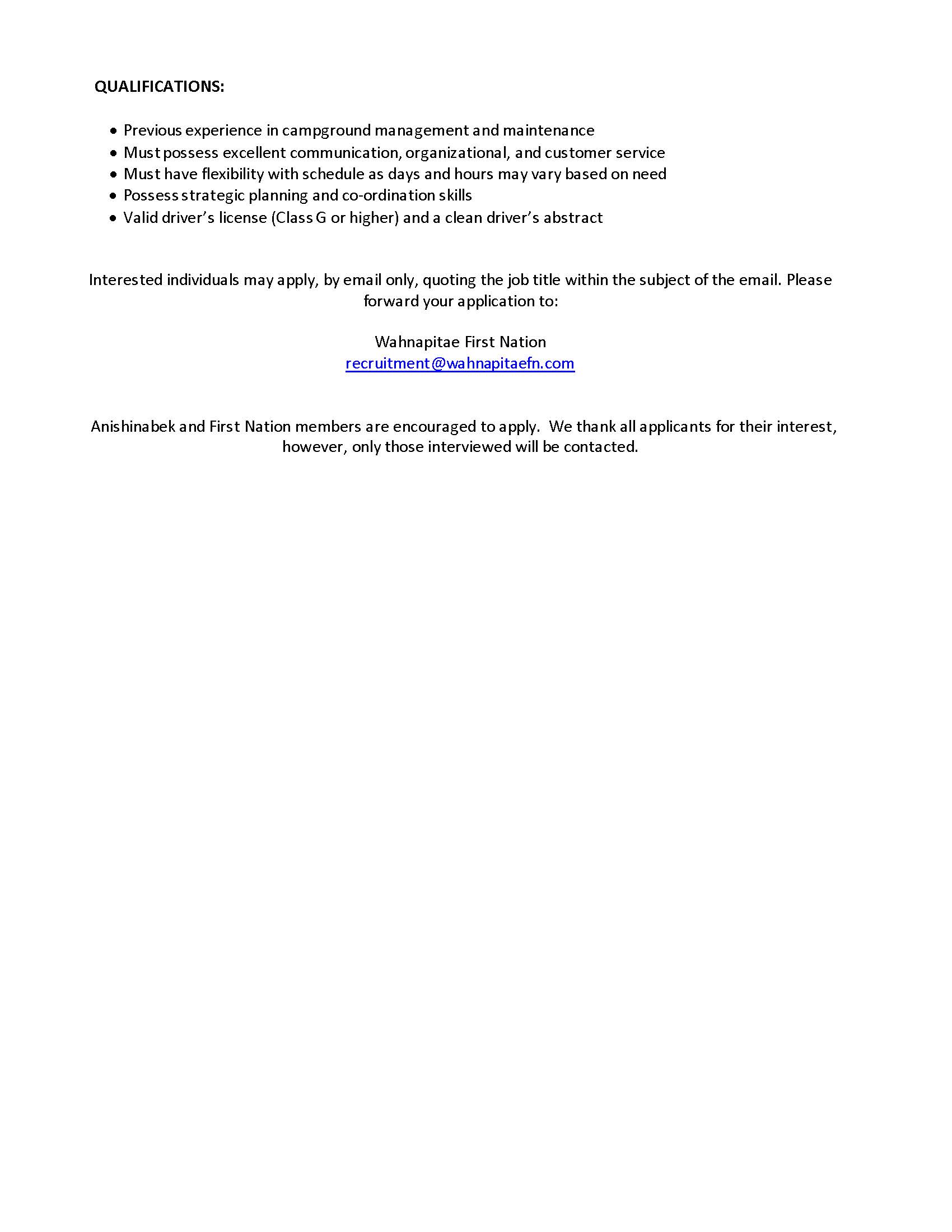 Campground Operation Maintenance Worker Page 2