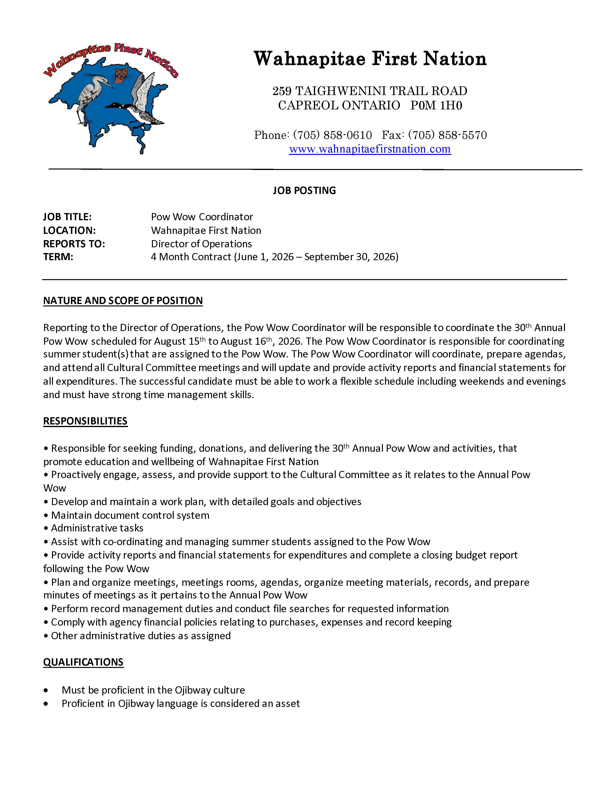 Pow Wow Coordinator Page 1